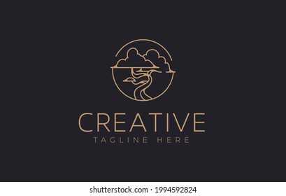 Bonsai Plant Logo Design Inspiration. Vector illustration of unique bonsai. Modern Icon Design Vector Template with Line Style