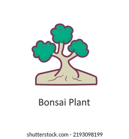 Bonsai Plant Vektor gefüllt Outline Icon Design Illustration. Natursymbol auf weißem Hintergrund EPS10-Datei