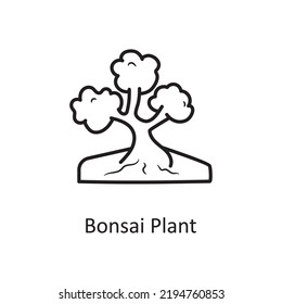 Bonsai Plant vector Outline Icon Design illustration. Nature Symbol on White background EPS 10 File