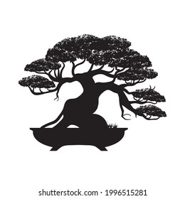 bonsai, plants, mini trees are suitable for ornamental tree enthusiasts, can make simple vintage banner t-shirts logos modern logos	