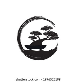 bonsai, plants, mini trees are suitable for ornamental tree enthusiasts, can make simple vintage banner t-shirts logos modern logos	