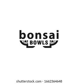 Bonsai Pot Lettering Logo Concept. Bonsai tree bowl text design template.