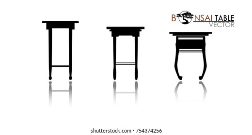 Bonsai table silhouette. Cascade style bonsai showcase. Detailed image. Vector illustration. modern table icon vector.  