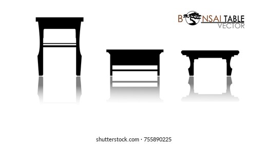 Bonsai table silhouette. Cascade style bonsai showcase. Detailed image. Vector illustration. modern table icon vector.