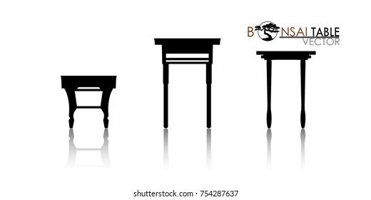 Bonsai table silhouette, Detailed image, Vector illustration.