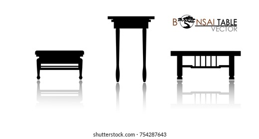 Bonsai table silhouette, Detailed image, Vector illustration.