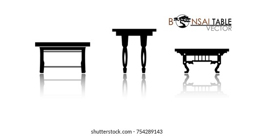 Bonsai table silhouette. Detailed image. Vector illustration  