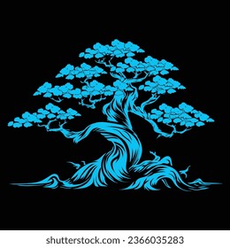 Bonsai tree assets for logo or background design materials