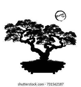 Black Silhouette Bonsai On White Background Stock Vector (Royalty Free ...