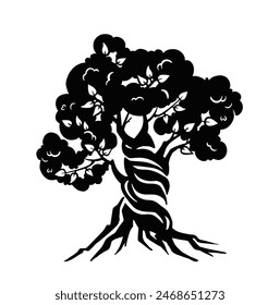 bonsai tree in black and white. Vector illustration