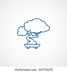 Bonsai Tree Blue Line Icon On White Background