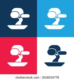 Bonsai Tree blue and red four color minimal icon set