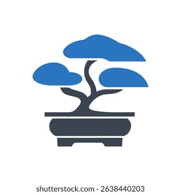 bonsai tree with cloud-like leaves in a pot icon