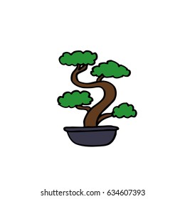 bonsai tree doodle icon