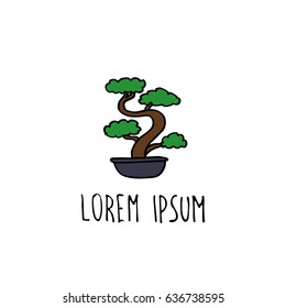 bonsai tree doodle icon
