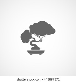 Bonsai Tree Flat Icon On White Background
