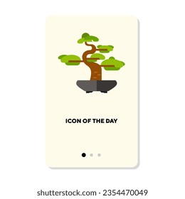 Bonsai tree flat icon. Tree in pot isolated sign. Nature, wildlife, adventure concept. Vector illustration symbol elements for web design