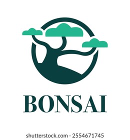 bonsai tree flat minimalist logo design