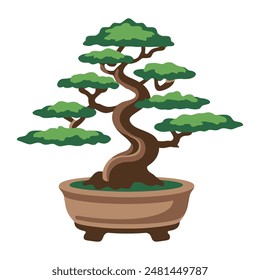 bonsai tree flat vector illustration