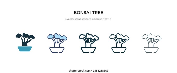bonsai tree icon in different style vector illustration. two colored and black bonsai tree vector icons designed in filled, outline, line and stroke style can be used for web, mobile, ui