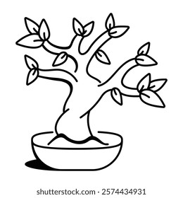 Bonsai tree icon in drawing style 

