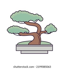 Bonsai Tree Icon Flat Isolated