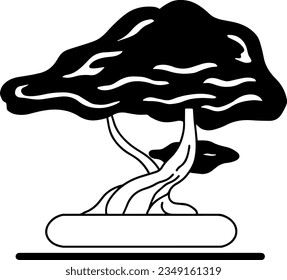 Bonsai Tree Icon, True Black Icon