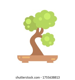 Bonsai tree icon, tree vector. Illustration cartoon bonsai tree in flat style