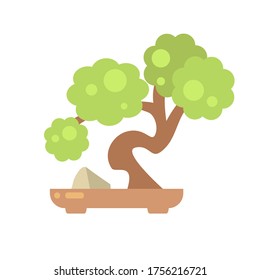 Bonsai-Baumsymbol, Baumvektorgrafik. Illustrationscartoon bonsai tree in flachem Stil
