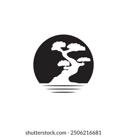 bonsai tree icon vector illustration template design