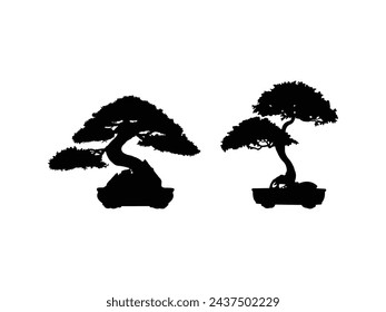 Bonsai Tree icon vector. Bonsai Tree silhouette isolated white background. Vector Illustration