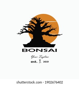bonsai tree illustration vector suitable for design logo banner label template