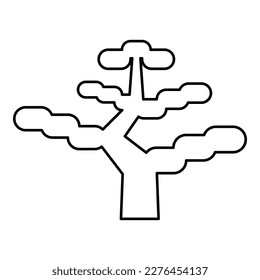 Bonsai tree japanese contour outline line icon black color vector illustration image thin flat style