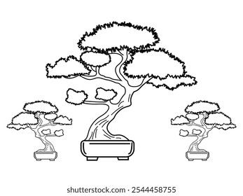 Bonsai tree line art symbol illustration design