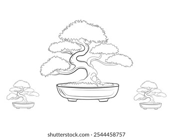 Bonsai tree line art symbol illustration design