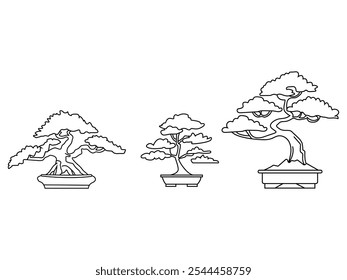 Bonsai tree line art symbol illustration design