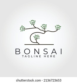 bonsai tree line logo vector illustration design, houseplant simple logo design