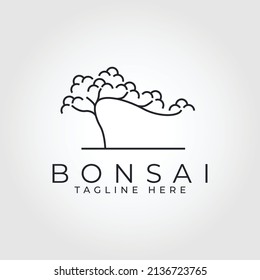 bonsai tree line modern logo bonsai forest garden logo template vector illustration design