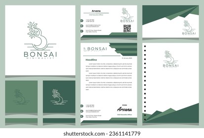 diseño del árbol bonsai con el concepto de logo para・la letra b