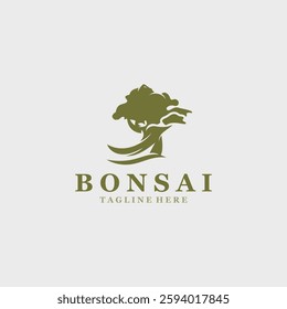 Bonsai Tree Logo Design template. vintage  illustration of aesthetic bonsai plants culture