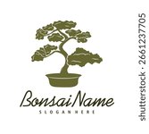 Bonsai Tree logo design vector. Silhouette Bonsai Tree Template Illustration