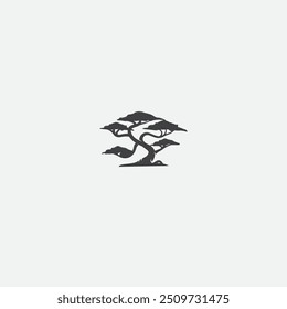 Bonsai tree logo flat vector design