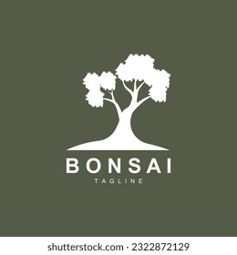Bonsai Tree Logo. Simple Minimalist Silhouette Design, Plant Vector, Icon Illustration Element