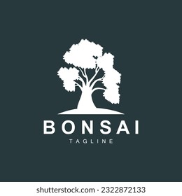 Bonsai Tree Logo. Einfaches minimalistisches Silhouettendesign, Pflanzenvektorgrafik, Symbol-Illustrationselement