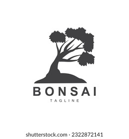 Bonsai Tree Logo. Einfaches minimalistisches Silhouettendesign, Pflanzenvektorgrafik, Symbol-Illustrationselement