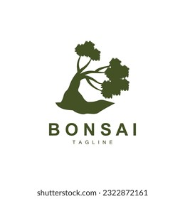 Bonsai Tree Logo. Einfaches minimalistisches Silhouettendesign, Pflanzenvektorgrafik, Symbol-Illustrationselement