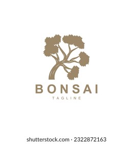 Bonsai Tree Logo. Simple Minimalist Silhouette Design, Plant Vector, Icon Illustration Element