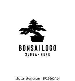 bonsai tree ornamental plant vector logo design