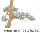 	
Bonsai tree or pine tree elements. Japanese background with Asian traditional icon vector. Natural art with brown background in vintage style.