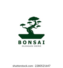 Bonsai Tree Plant Vector Logo Illustration 